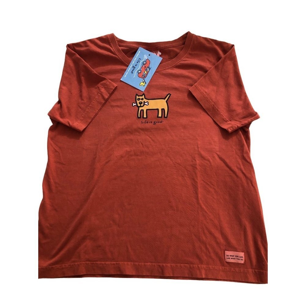 Life is Good Girls Tee-Shirt Red Short Sleeve Size L (12) NWT‎